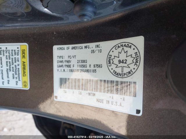 2010 ACURA TL 19UUA8F2XAA801165 Photo 8