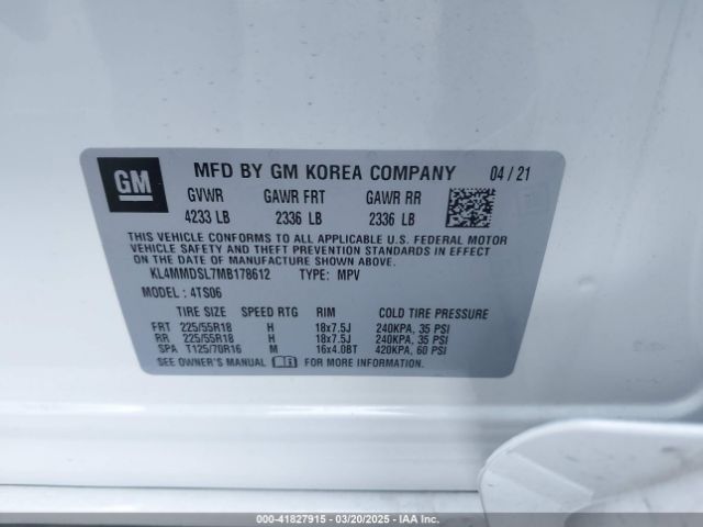 KL4MMDSL7MB178612 Buick Encore Gx Fwd Select