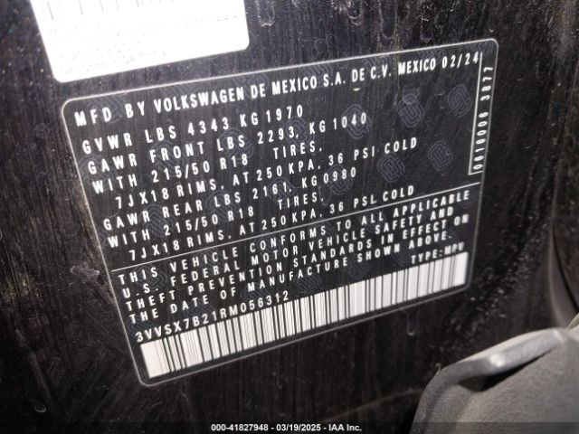 3VVSX7B21RM056312 Volkswagen Taos 1.5t Se
