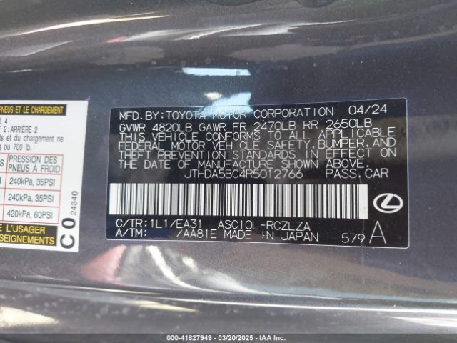 JTHDA5BC4R5012766 Lexus RC 300