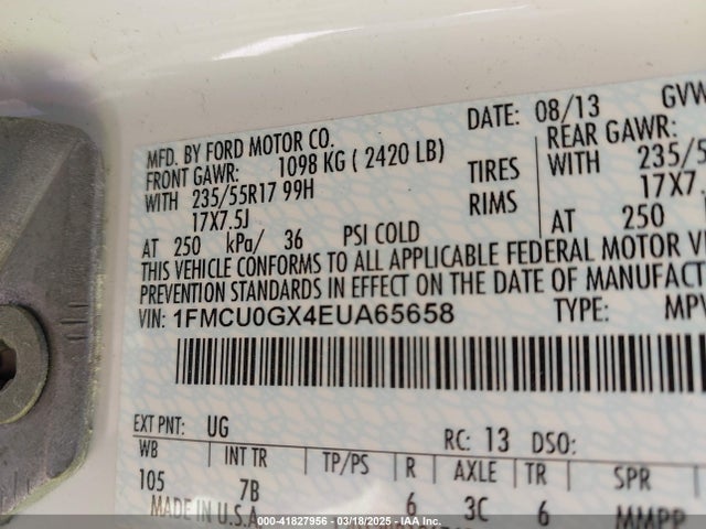1FMCU0GX4EUA65658 Ford ESCAPE SE