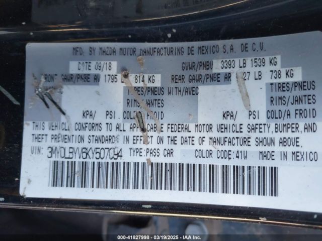 3MYDLBYV6KY507094 Toyota YARIS LE