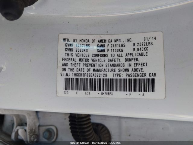 1HGCR3F89EA022129 Honda Accord Ex-l V-6