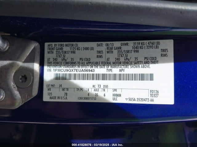 1FMCU9GX7EUA56943 Ford ESCAPE SE