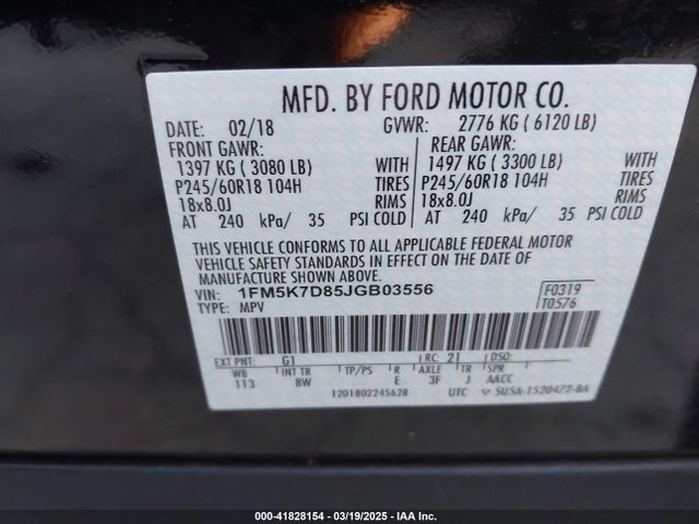 Ford EXPLORER XLT 2018 1FM5K7D85JGB03556 Image 9