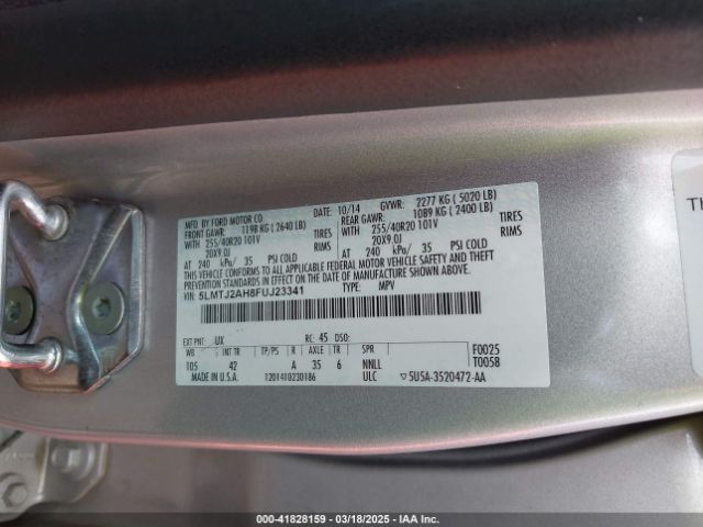 5LMTJ2AH8FUJ23341 Lincoln MKC