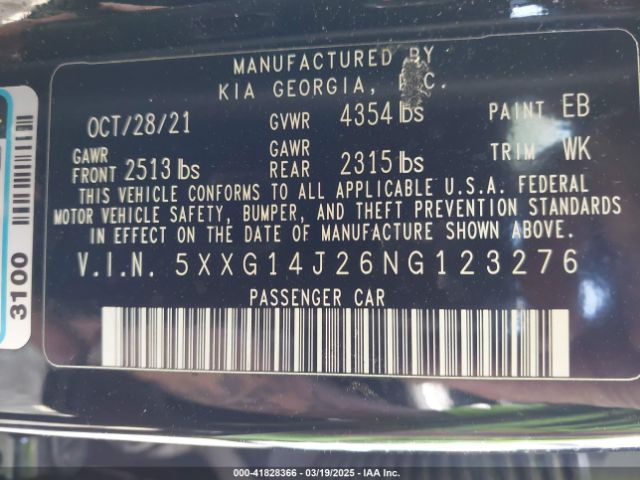 5XXG14J26NG123276 KIA K5 LXS