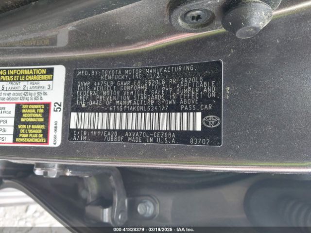 4T1G11AK0NU634177 Toyota CAMRY SE