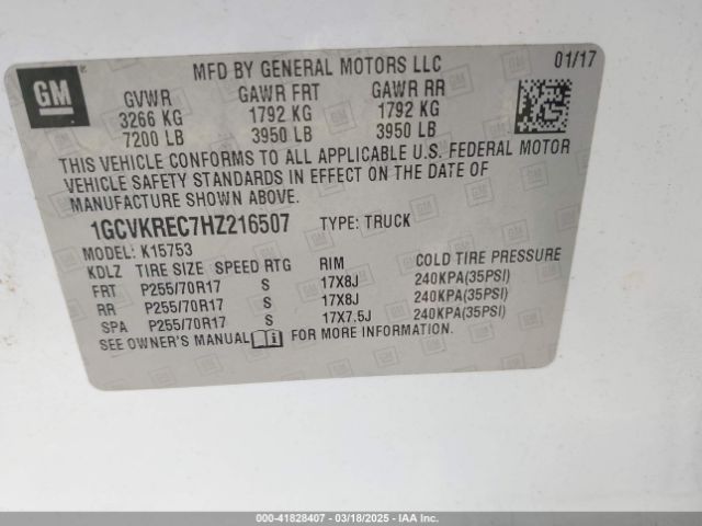 1GCVKREC7HZ216507 Chevrolet Silverado 1500 1lt