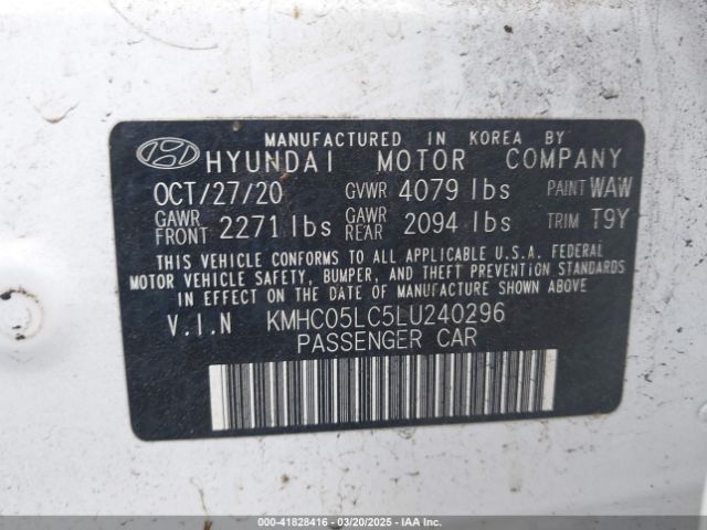 KMHC05LC5LU240296 Hyundai Ioniq Hybrid Limited