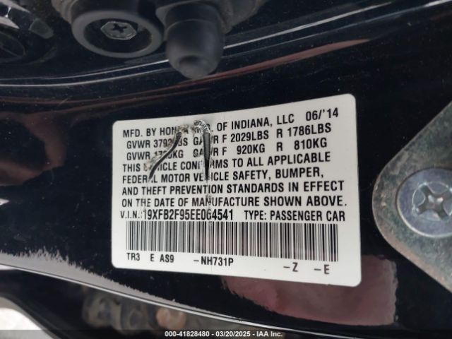 19XFB2F95EE064541 Honda Civic Ex-l