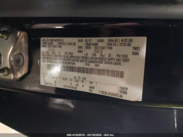 1FMCU0F72HUE09705 Ford ESCAPE S