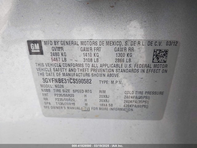 2012 CADILLAC SRX 3GYFNBE31CS590582 Photo 8