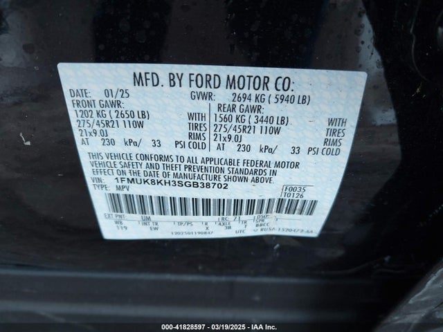 1FMUK8KH3SGB38702 Ford Explorer St-line