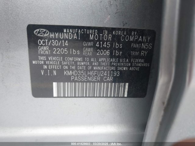 KMHD35LH6FU241193 Hyundai ELANTRA GT