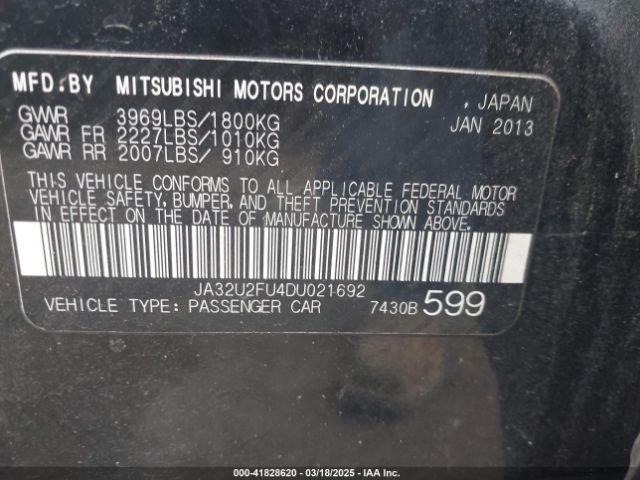 2013 MITSUBISHI LANCER JA32U2FU4DU021692 Photo 8