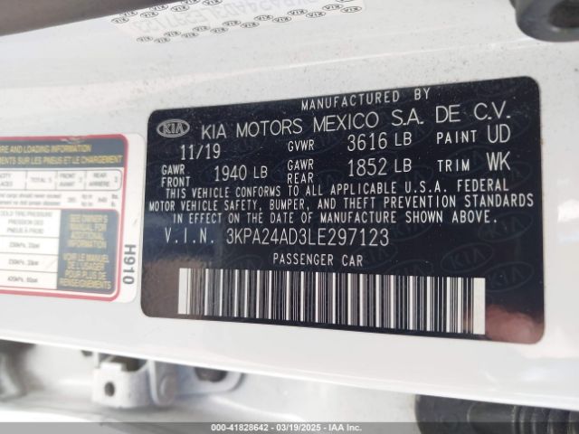 3KPA24AD3LE297123 KIA RIO S