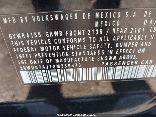 3VWD67AJ1GM369678 Volkswagen Jetta 1.4t Se