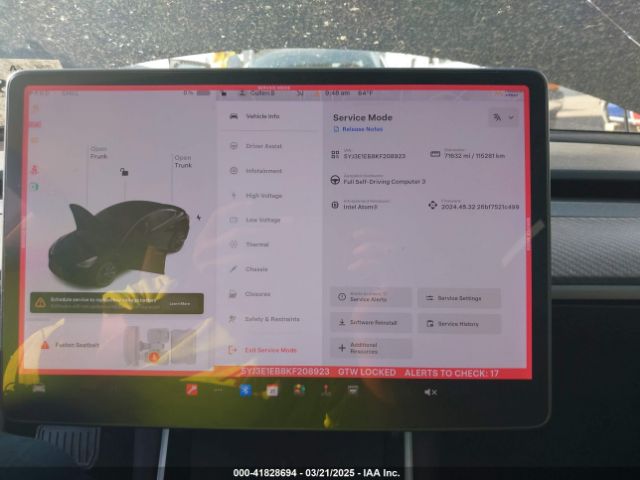 5YJ3E1EB8KF208923 Tesla Model 3 Long Range/performance