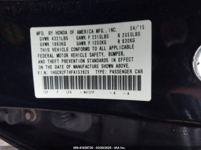 1HGCR2F74FA153925 Honda ACCORD EX