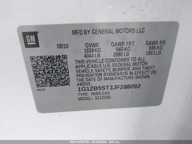 1G1ZB5ST3JF288092 Chevrolet Malibu 1ls