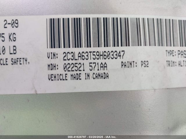 2009 CHRYSLER 300C 2C3LA63T59H603347 Photo 8