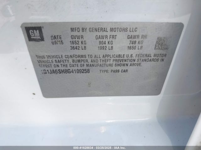 1G1JA6SH8G4109258 Chevrolet Sonic Ls Auto