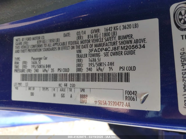 3FADP4CJ8EM205634 Ford Fiesta Titanium