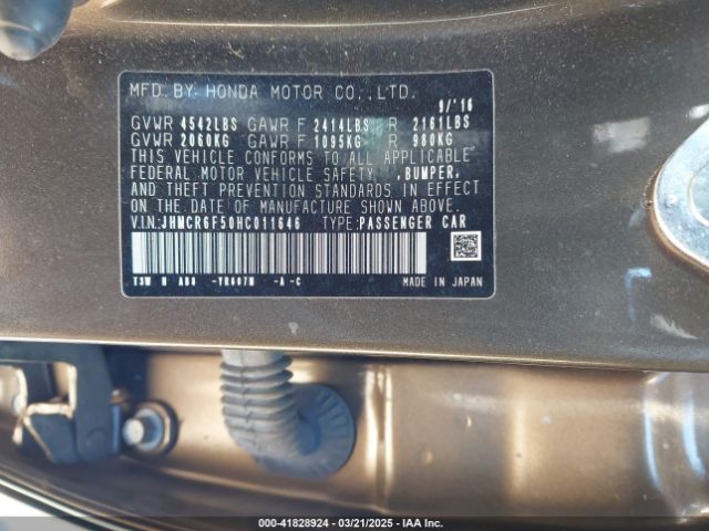 JHMCR6F50HC011646 Honda Accord Hybrid Ex-l