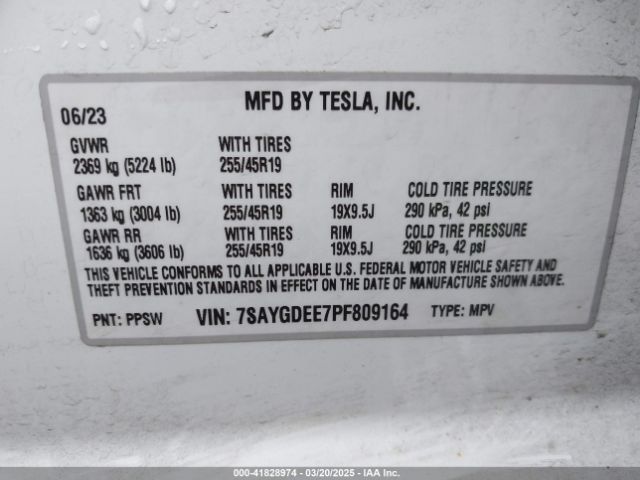 7SAYGDEE7PF809164 Tesla Model Y Awd/long Range Dual Motor All-wheel Drive
