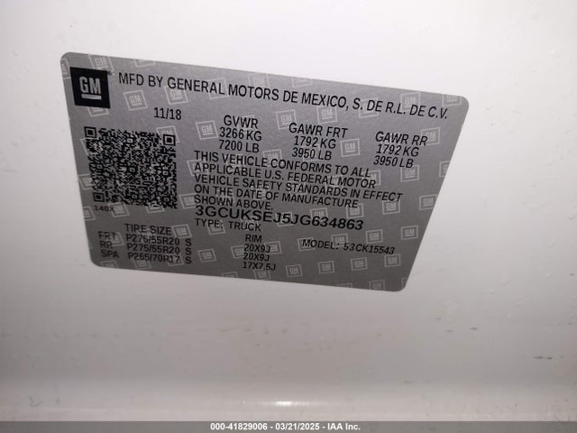 3GCUKSEJ5JG634863 Chevrolet Silverado 1500 1lz