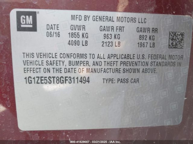 1G1ZE5ST8GF311494 Chevrolet MALIBU 1LT