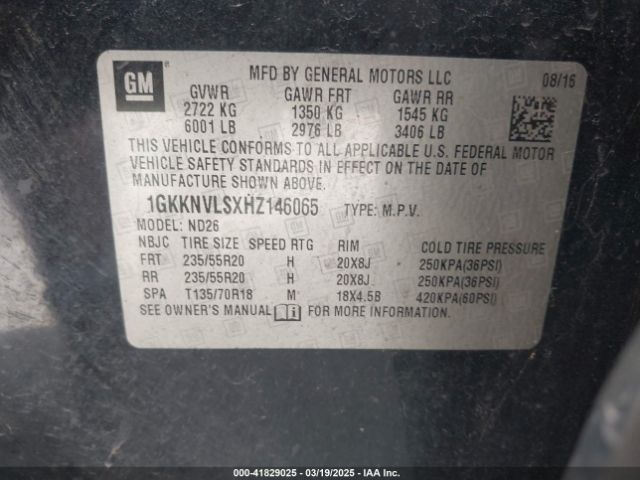 1GKKNVLSXHZ146065 GMC Acadia Slt-1