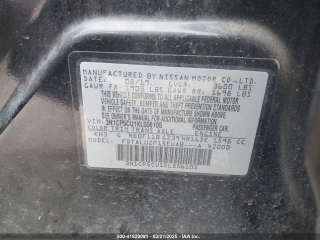 3N1CP5CU1KL556105 Nissan KICKS SR