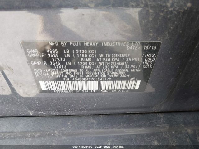 4S4BSBAC7G3249472 Subaru Outback 2.5i