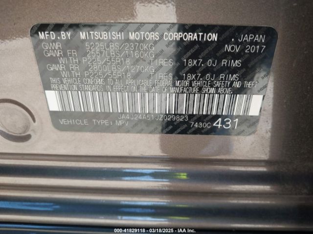 JA4J24A51JZ029823 Mitsubishi Outlander Phev Gt