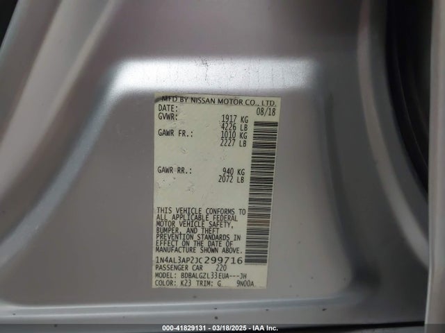 1N4AL3AP2JC299716 Nissan Altima 2.5 S