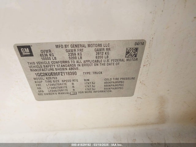 1GC2KUE86FZ118390 Chevrolet Silverado 2500hd Wt