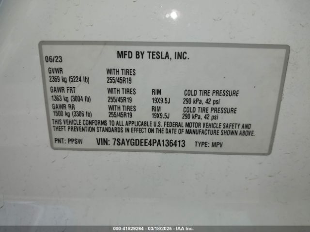7SAYGDEE4PA136413 Tesla Model Y