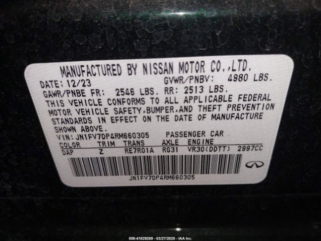 JN1FV7DP4RM660305 Infiniti Q50 Red Sport 400