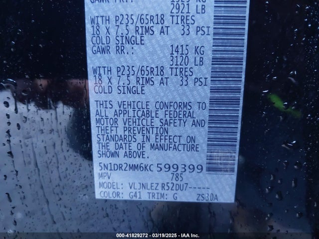 5N1DR2MM6KC599399 Nissan 2019