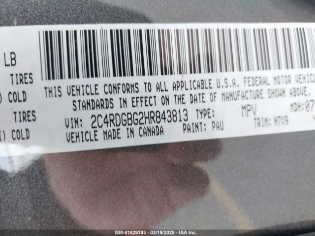 2C4RDGBG2HR843813 Dodge Grand Caravan Se Plus
