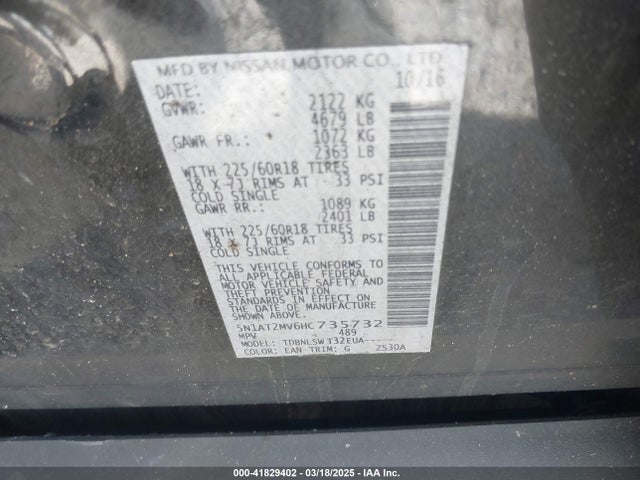 5N1AT2MV6HC735732 Nissan Rogue Sl