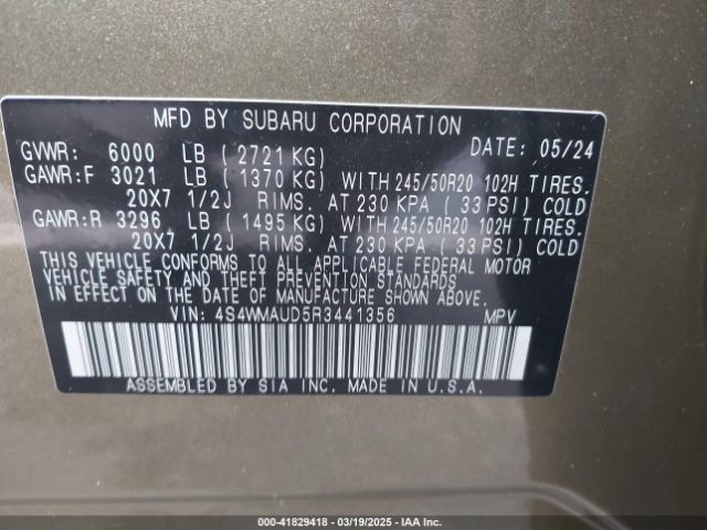 4S4WMAUD5R3441356 Subaru Ascent Limited 7-passenger
