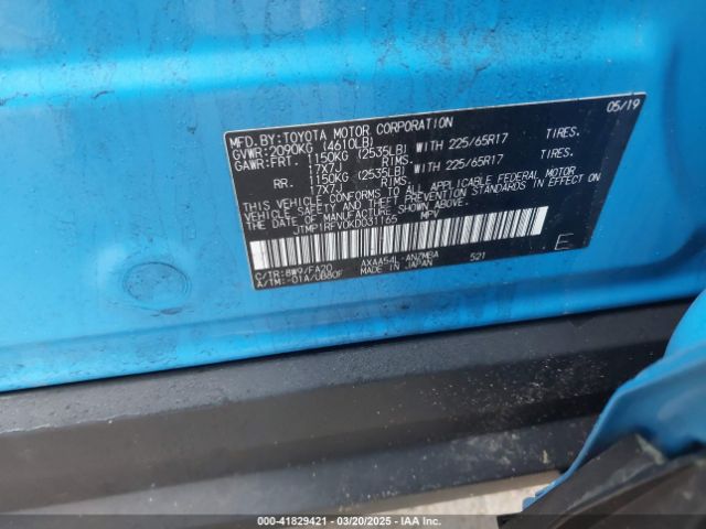 JTMP1RFV0KD031165 Toyota Rav4 Xle