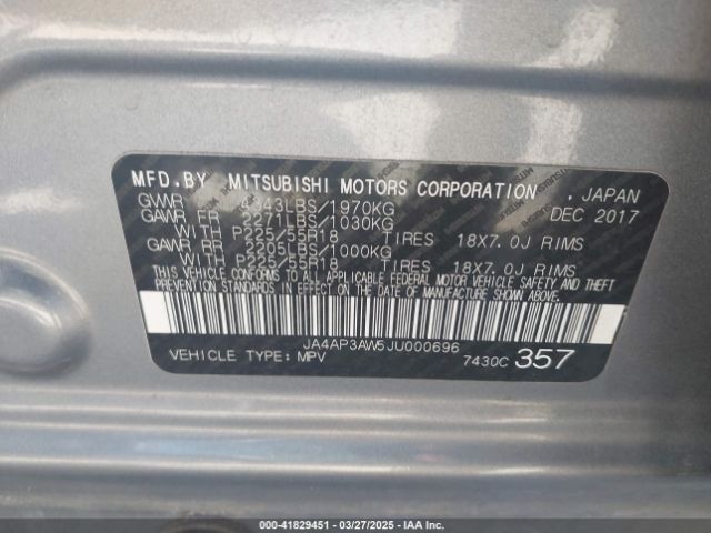 JA4AP3AW5JU000696 Mitsubishi Outlander Sport 2.4 Se