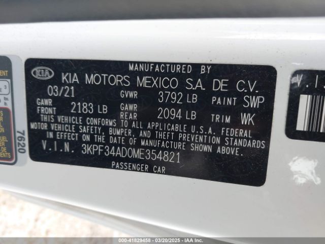 3KPF34AD0ME354821 KIA Forte Gt-line