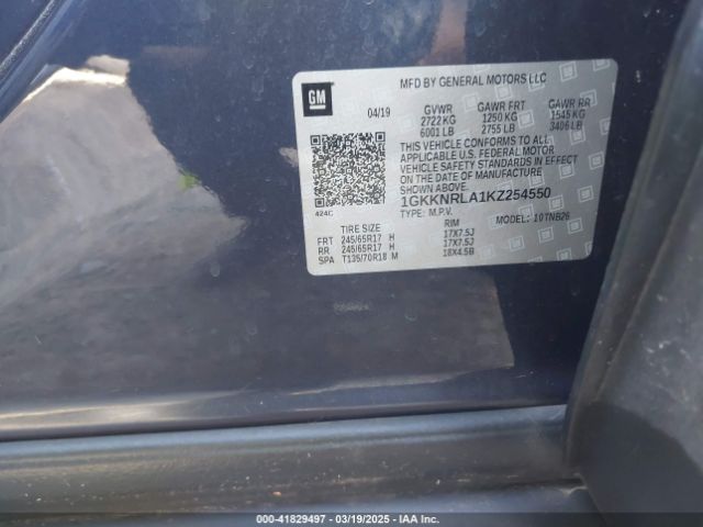 1GKKNRLA1KZ254550 GMC Acadia Sle-1