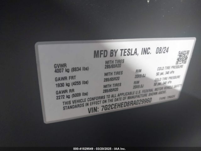 7G2CEHED8RA029960 Tesla Cybertruck All-wheel Drive