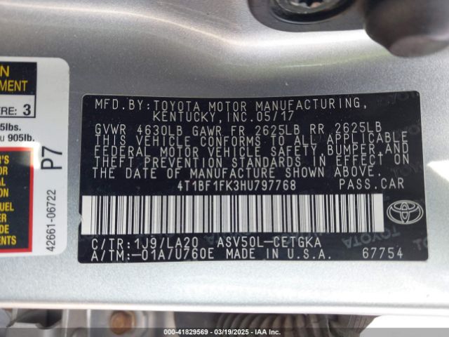 4T1BF1FK3HU797768 Toyota CAMRY XLE